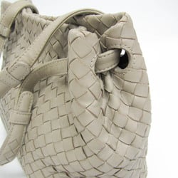 Bottega Veneta Intrecciato Women's Leather Handbag Gray Beige