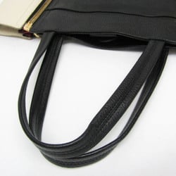 Salvatore Ferragamo Gancini EE-21 E084 Women's Leather Tote Bag Black,Cream