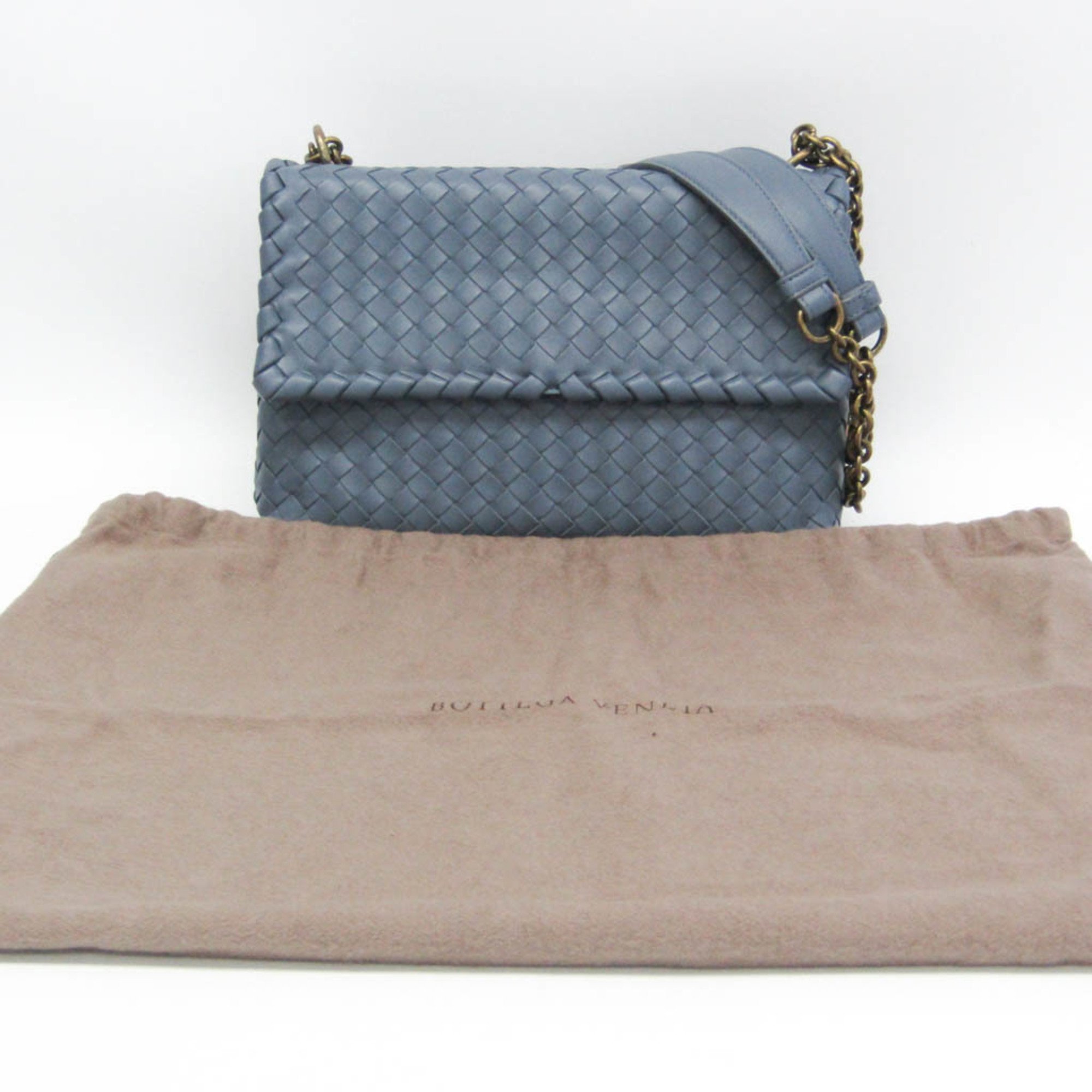 Bottega Veneta Intrecciato OLIMPIA INTRECCIATO 386498 Women's Leather Shoulder Bag Blue