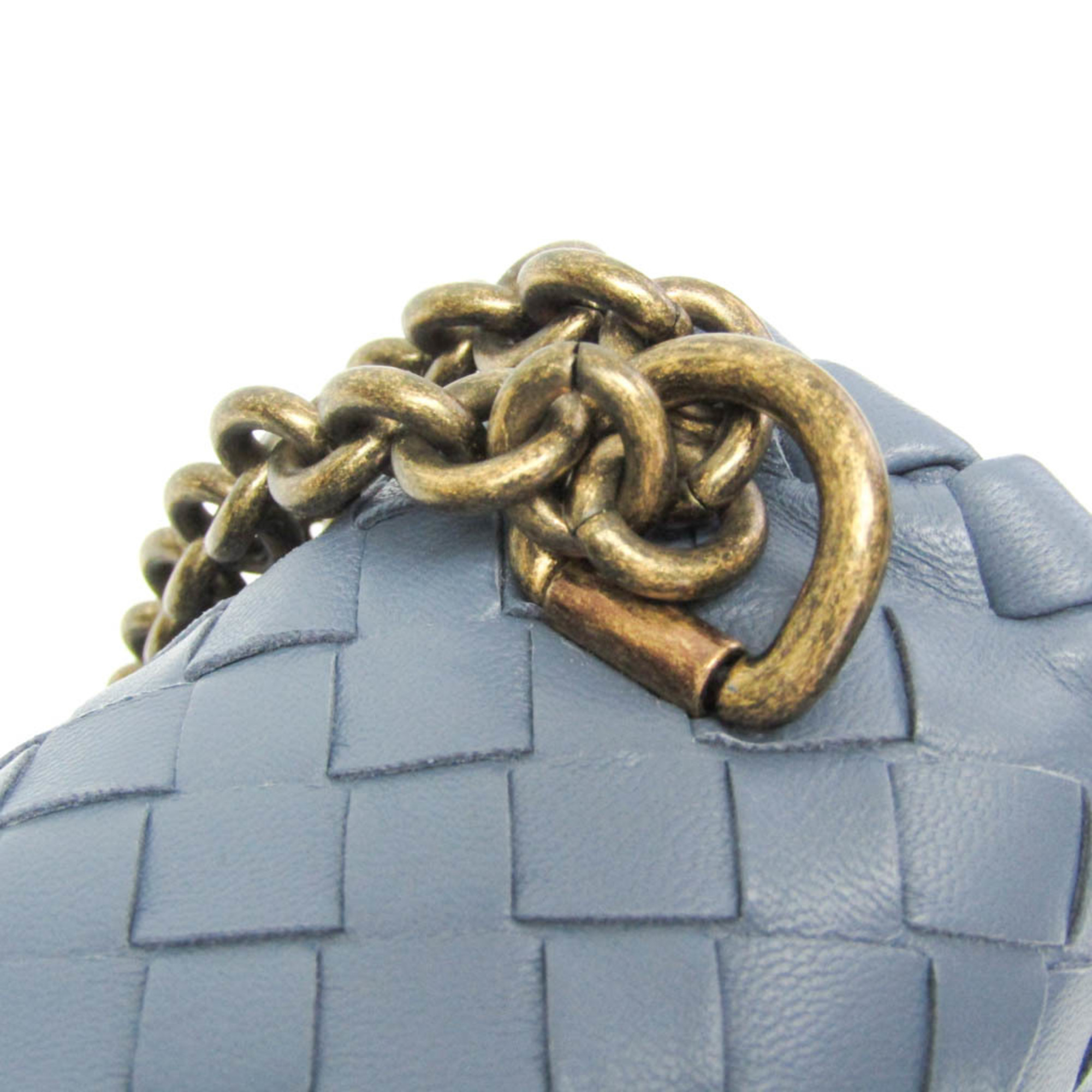 Bottega Veneta Intrecciato OLIMPIA INTRECCIATO 386498 Women's Leather Shoulder Bag Blue