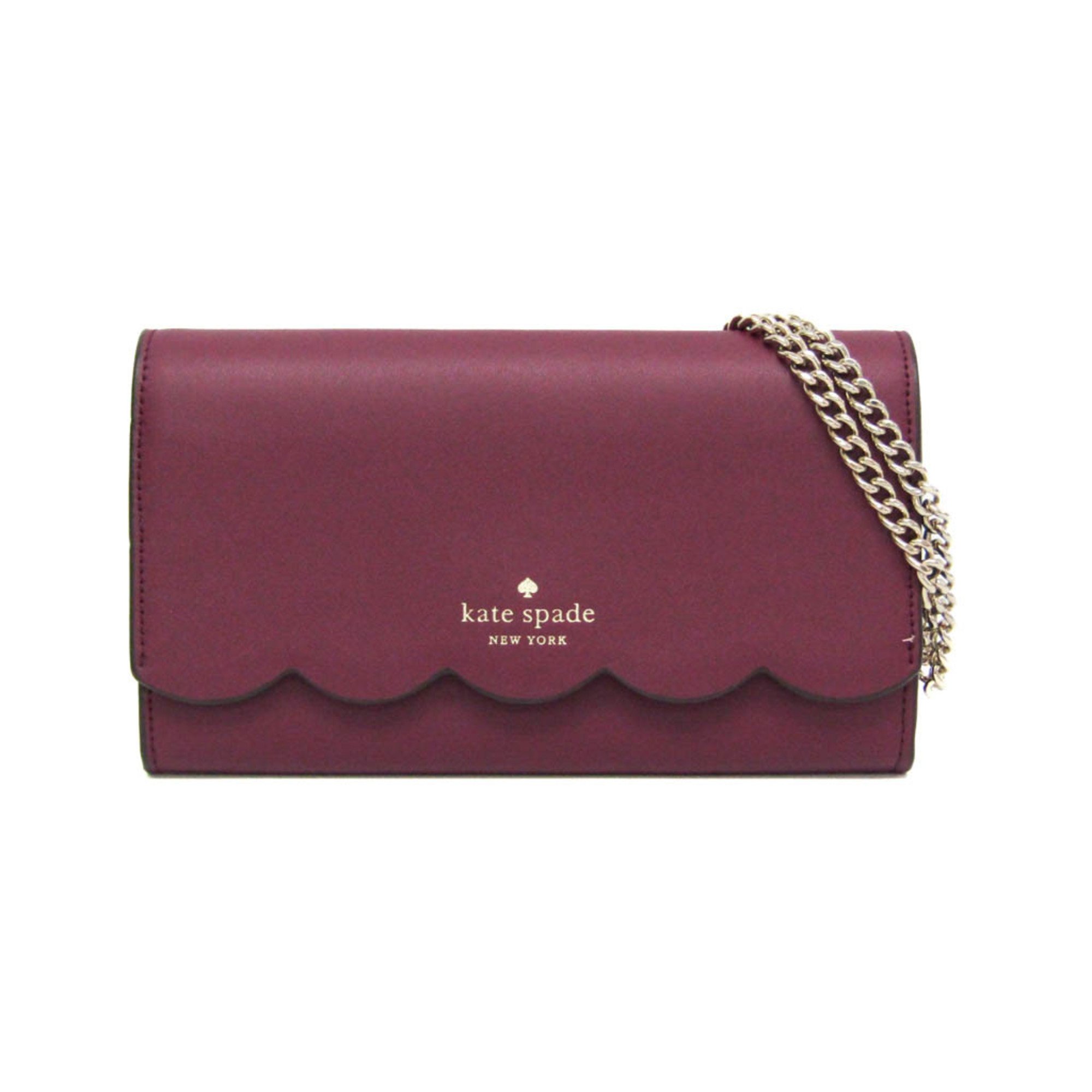 Kate Spade WLR00552 Women's Leather Chain/Shoulder Wallet Bordeaux