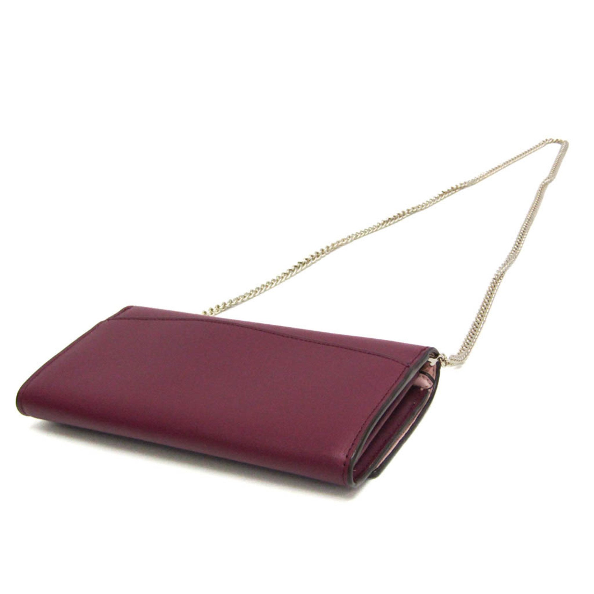 Kate Spade WLR00552 Women's Leather Chain/Shoulder Wallet Bordeaux