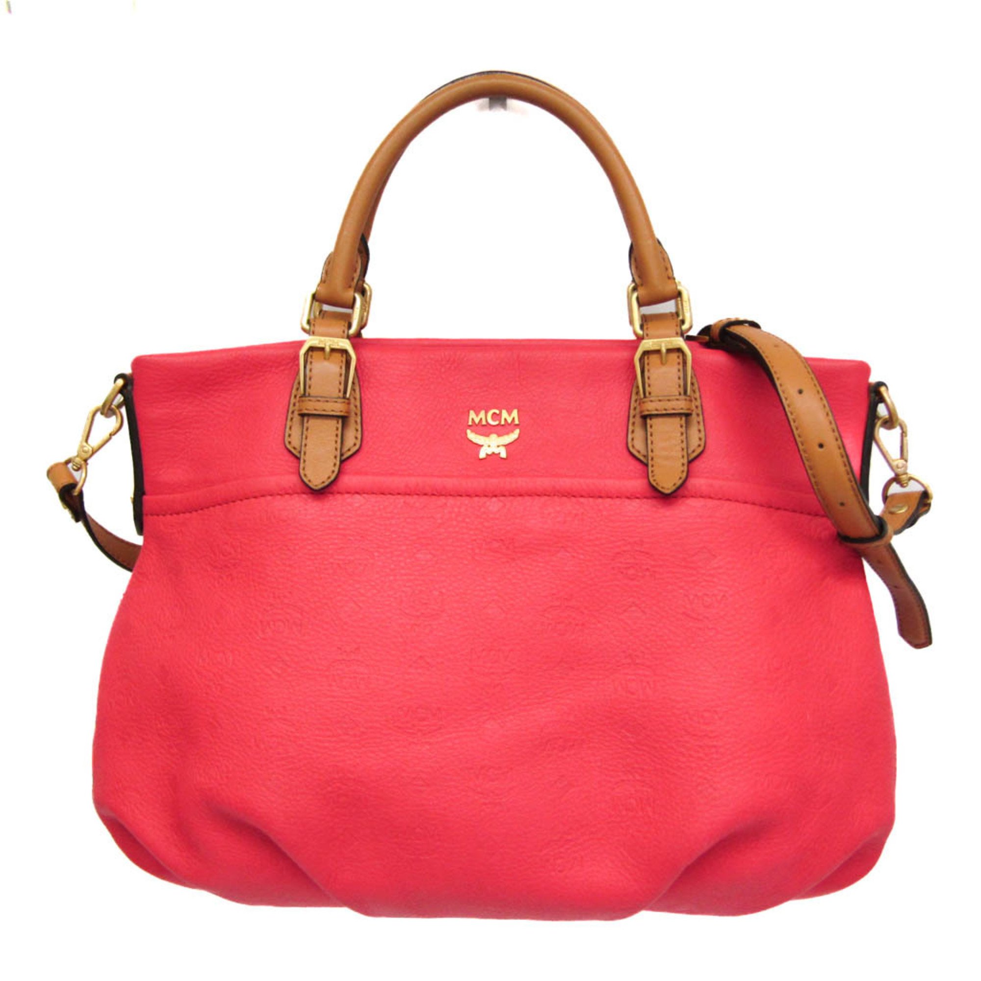 MCM MWT2AIE65PK001 Women's Leather Handbag,Shoulder Bag Brown,Pink