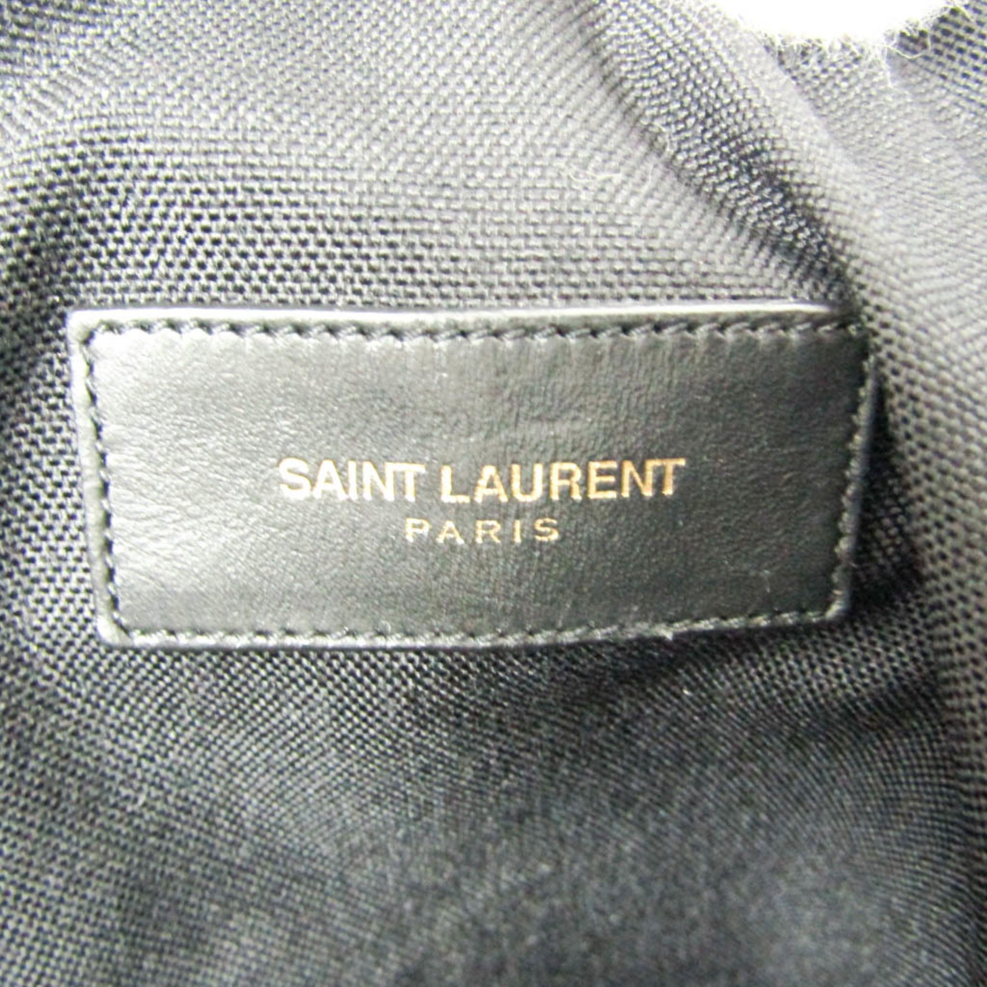 Saint Laurent Hunting Lock Sack 342609 Men,Women Canvas,Leather Backpack Black,Navy