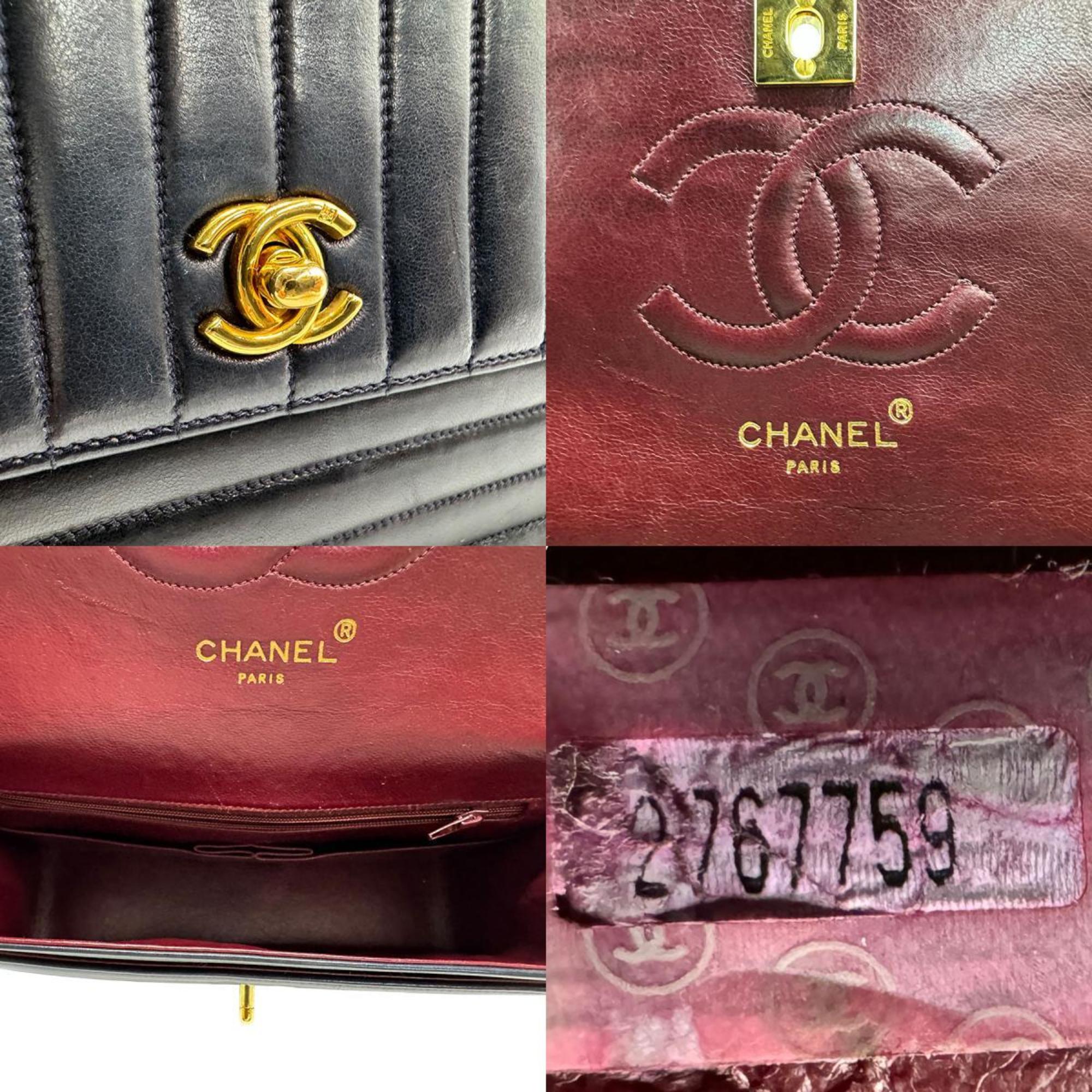 CHANEL Shoulder Bag Mademoiselle Leather Navy Women's z1536