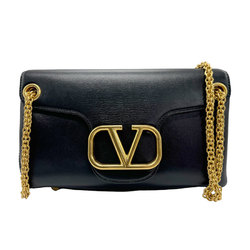 Valentino Garavani Shoulder Bag V Leather Black Women's z1589