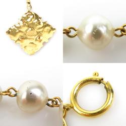 CHANEL Necklace Metal Faux Pearl Glass Stone Gold Off-White Women's e58777a