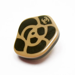 CHANEL Earrings Coco Mark Resin Metal Khaki Brown Gold Women's w0495j
