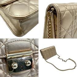 Christian Dior Chain Wallet Shoulder Bag Lady Lambskin Gold Women's z1576