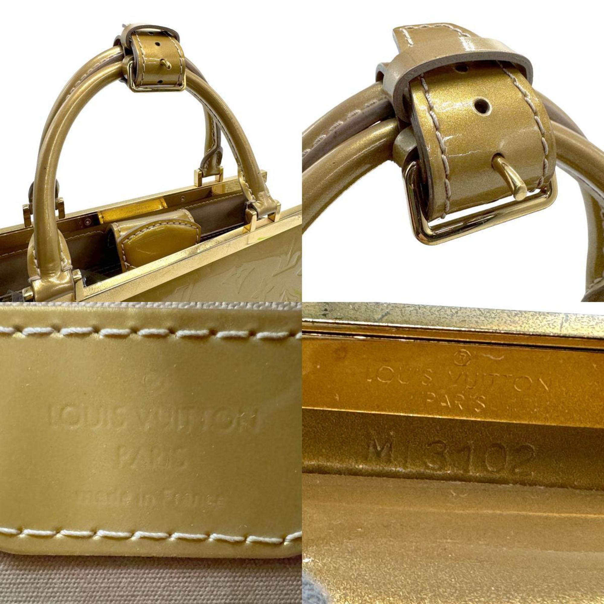Louis Vuitton LOUIS VUITTON Handbag Monogram Vernis Des PM Patent Leather Gold Women's M91760 z1424