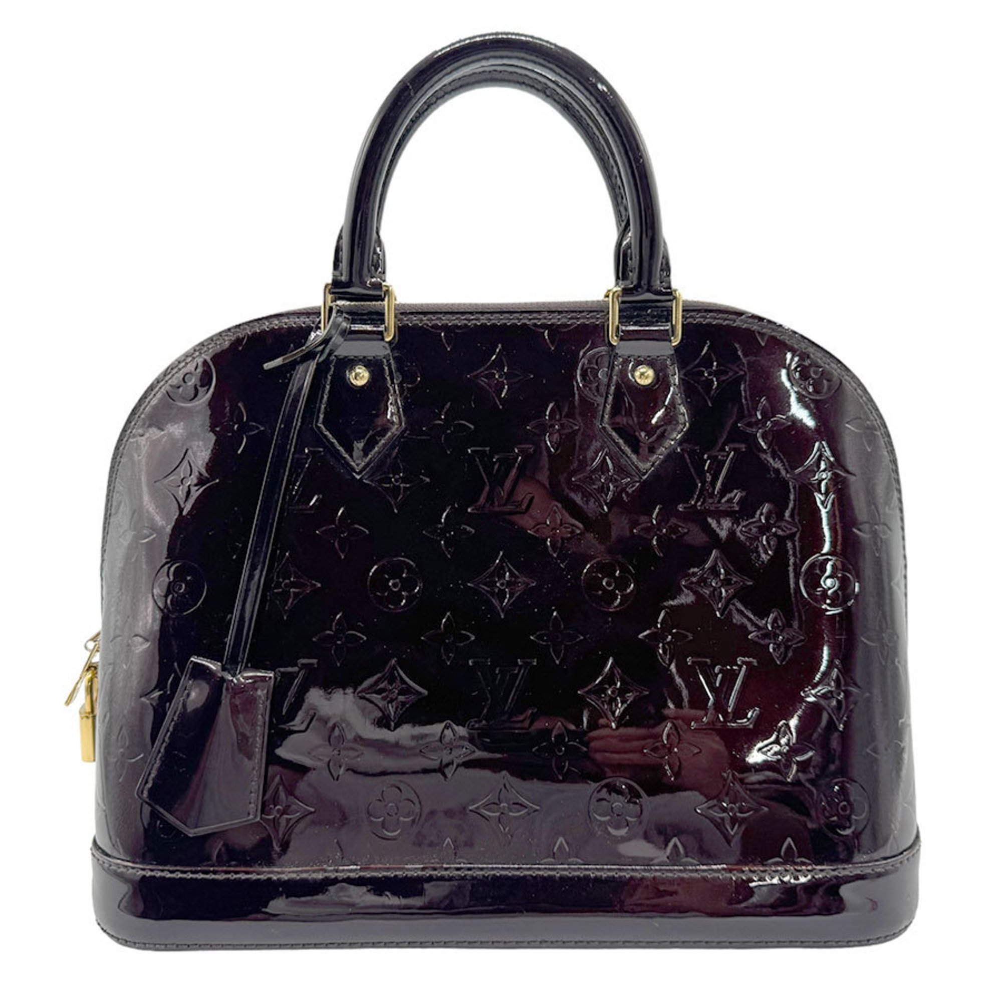 Louis Vuitton LOUIS VUITTON Handbag Monogram Vernis Alma PM Patent Leather Amaranth Gold Women's M91611 z1450