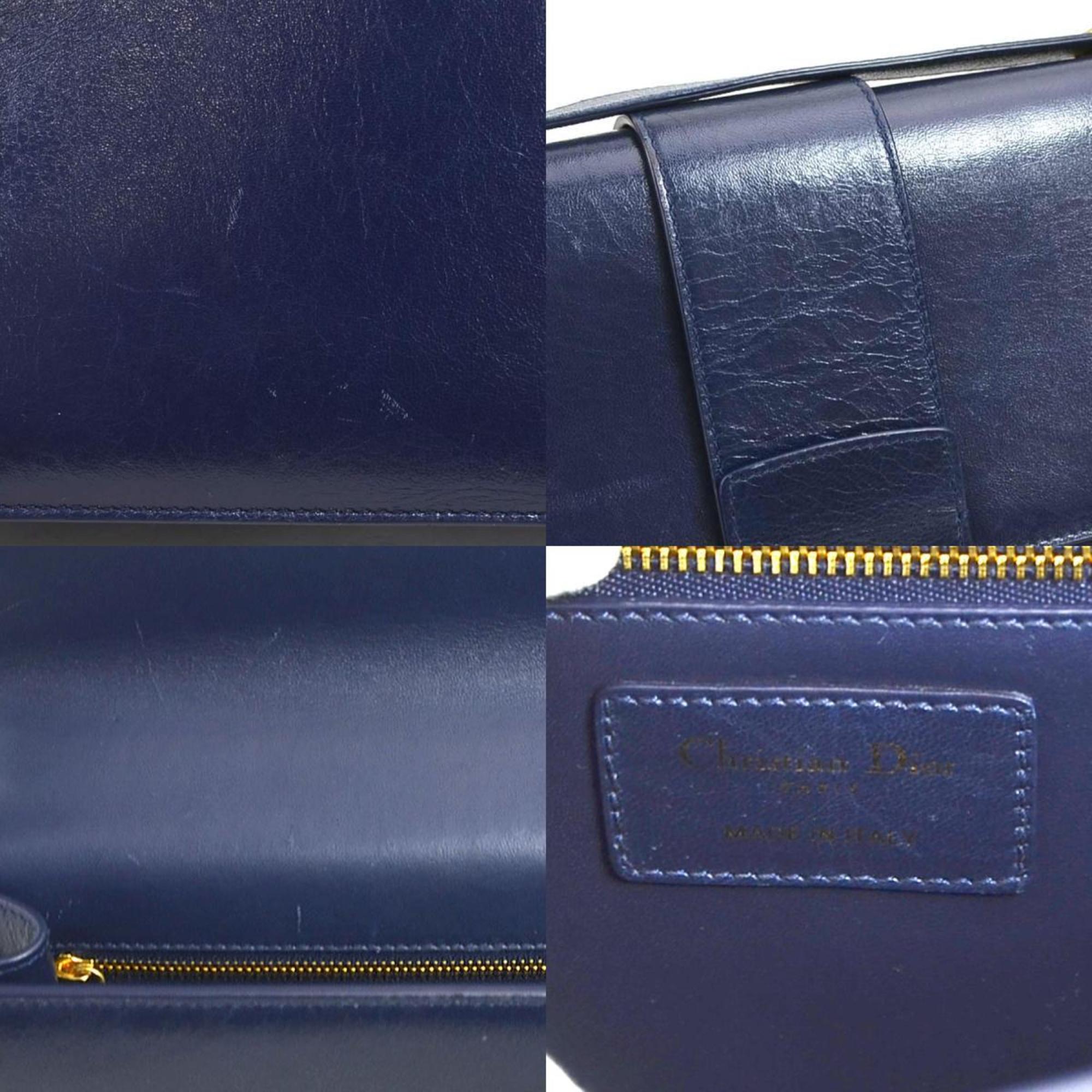 Christian Dior Shoulder Bag 30 Montaigne Leather Navy Women's a0350