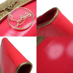 Christian Louboutin 2-Way Bag Shoulder Patent Leather Neon Pink Brown Women's w0474g