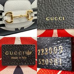 GUCCI Shoulder Bag x adidas Leather Black White Gold Women's 722009 z1495