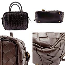 BOTTEGA VENETA Handbag Shoulder Bag Getaway Small Leather Dark Brown Gold Women's z1571