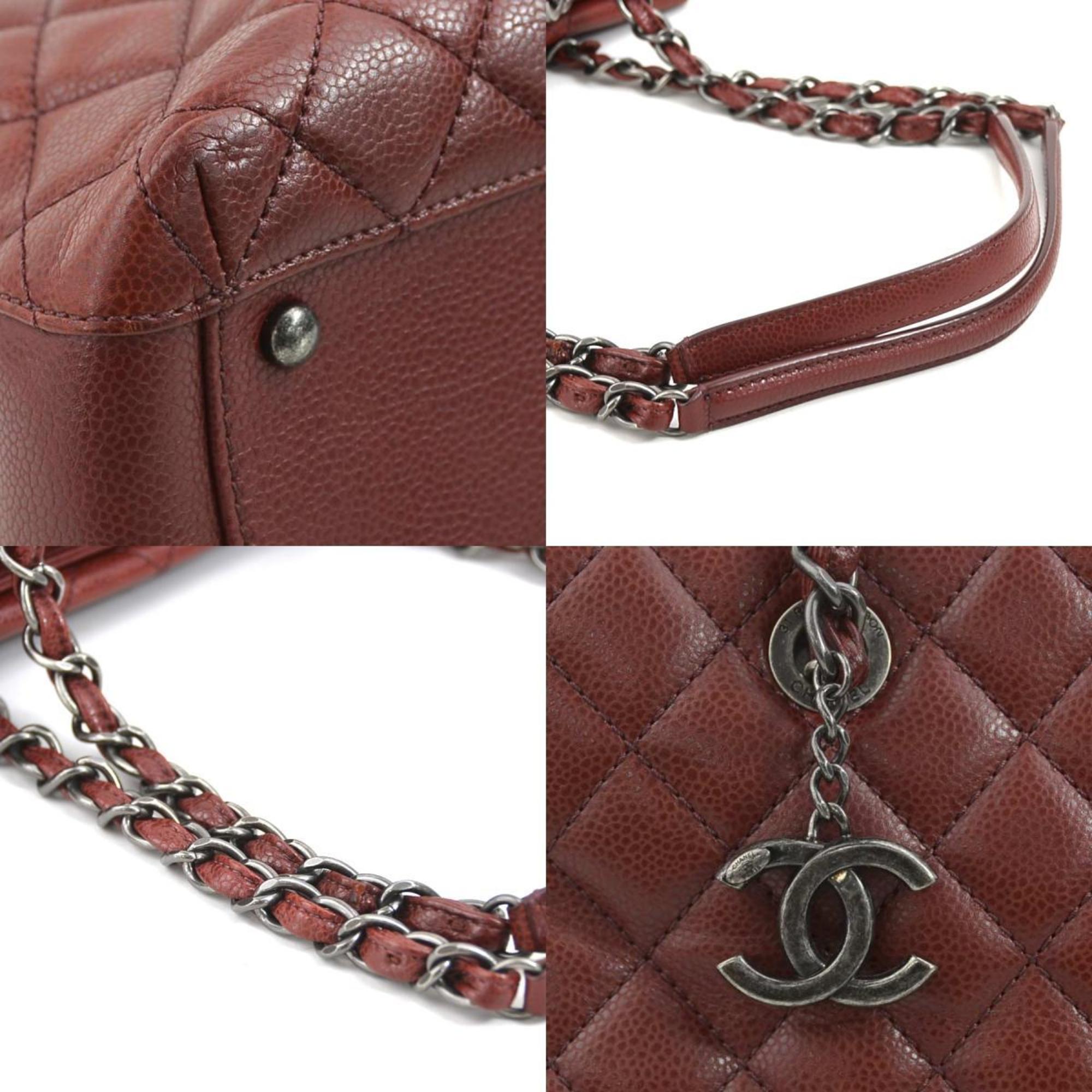 CHANEL Shoulder Bag Matelasse Leather Bordeaux Gunmetal Women's e58766a