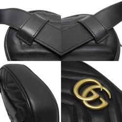 GUCCI Waist bag Belt GG Marmont Leather Black Gold Men Women 476434 w0479i