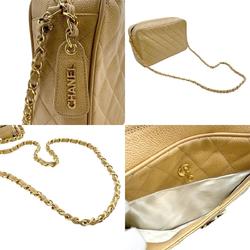 CHANEL Shoulder Bag Matelasse Caviar Leather Metal Beige Gold Women's z1566