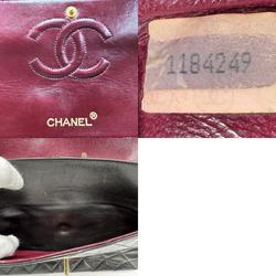 CHANEL Shoulder Bag Matelasse Double Flap Leather Metal Black Gold Women's z1550