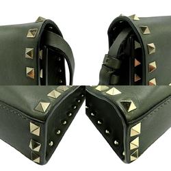 Valentino Garavani shoulder bag rockstud leather metal khaki light gold z1420