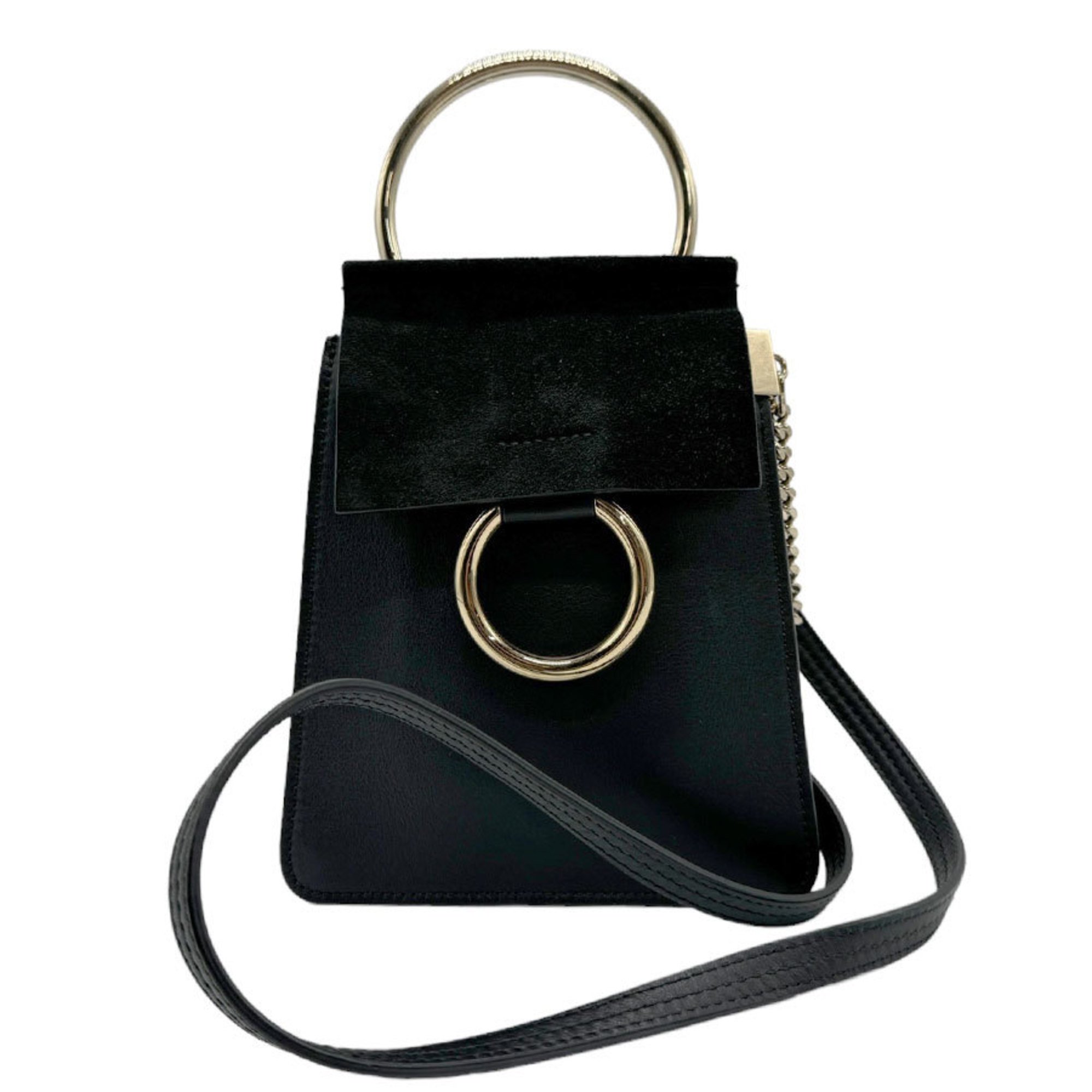 Chloé Chloe Shoulder Bag Leather Suede Black Women's z1509