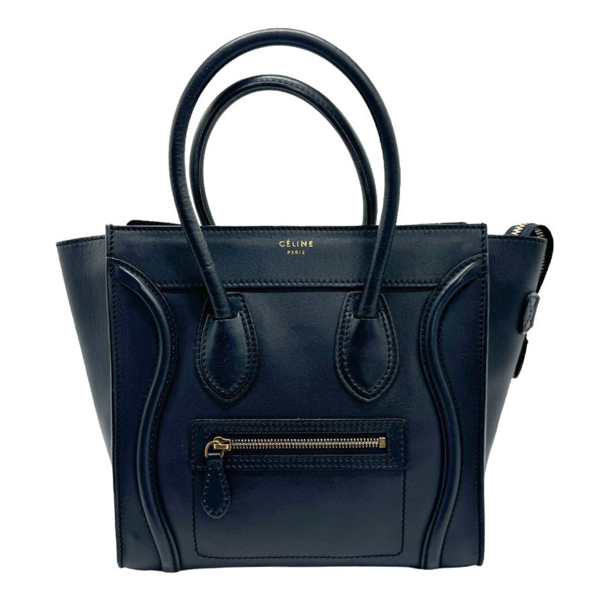 CELINE Handbag Luggage Micro Shopper Leather Navy Women's z1579