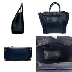 CELINE Handbag Luggage Micro Shopper Leather Navy Women's z1579