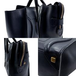 CELINE Handbag Luggage Micro Shopper Leather Navy Women's z1579