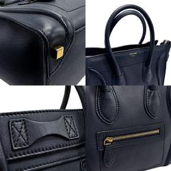 CELINE Handbag Luggage Micro Shopper Leather Navy Women's z1579