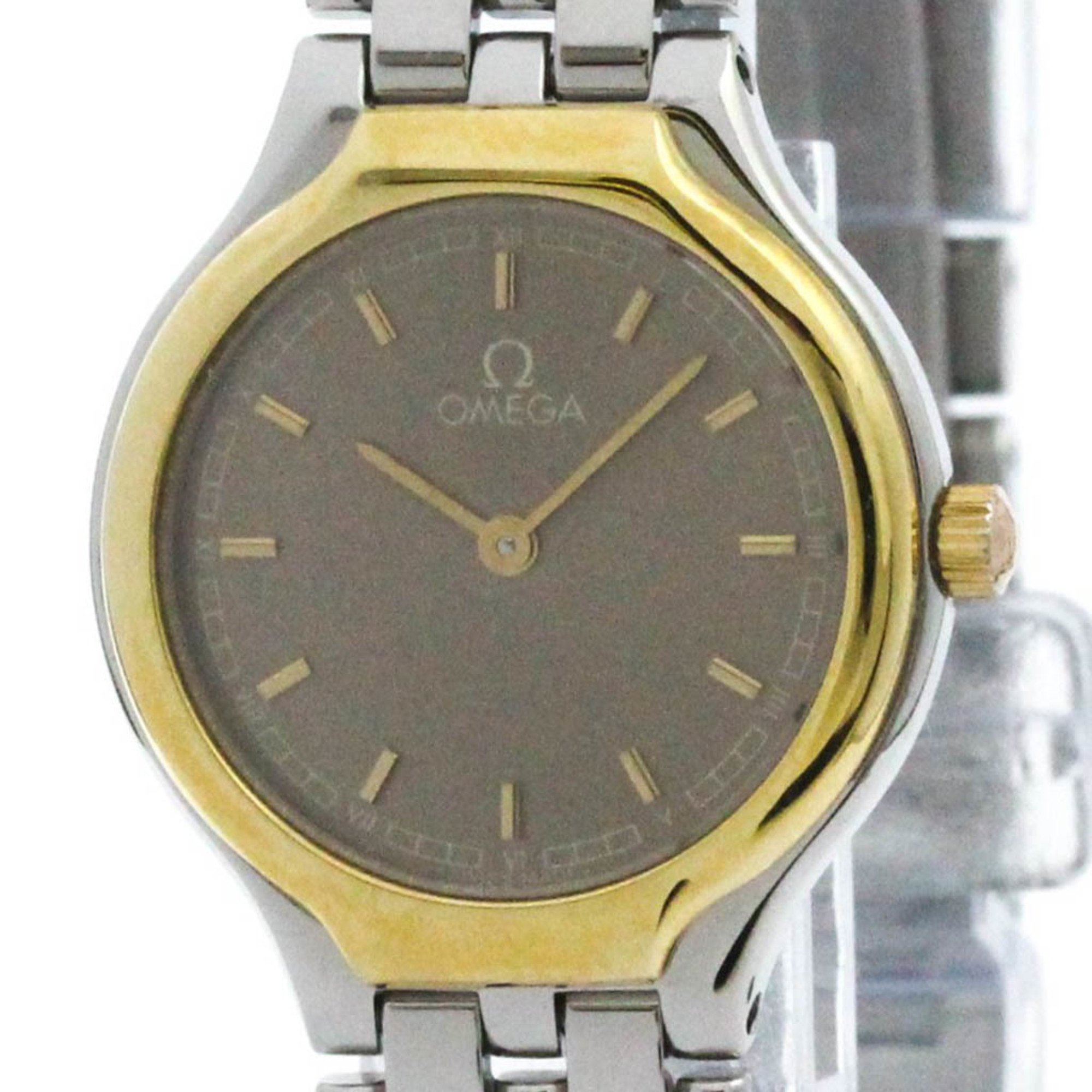 Polished OMEGA De Ville Symbol K18 Gold Stainless Steel Ladies Watch BF567916