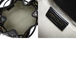 JIMMY CHOO Shoulder Bag Handbag Star Studs Leather Metal Black Gold Women's w0448g