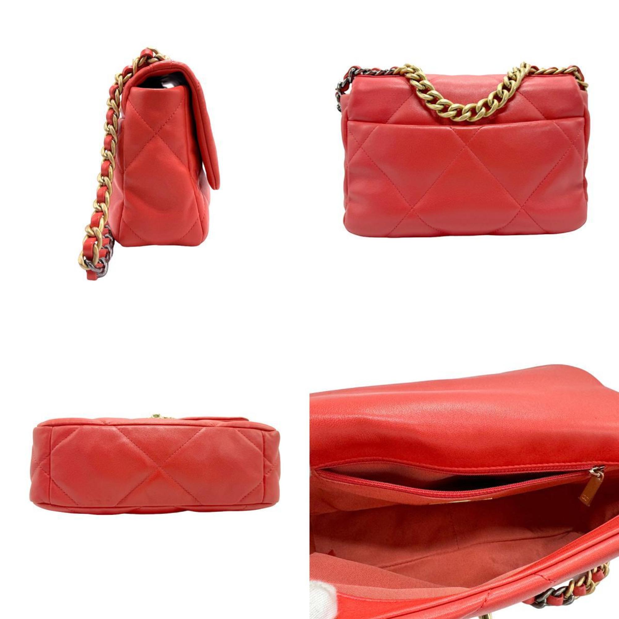 CHANEL Handbag Shoulder Bag 19 Leather Orange Pink Women's z1552