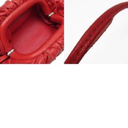 BOTTEGA VENETA pouch neck strap intrecciato leather red ladies w0521f