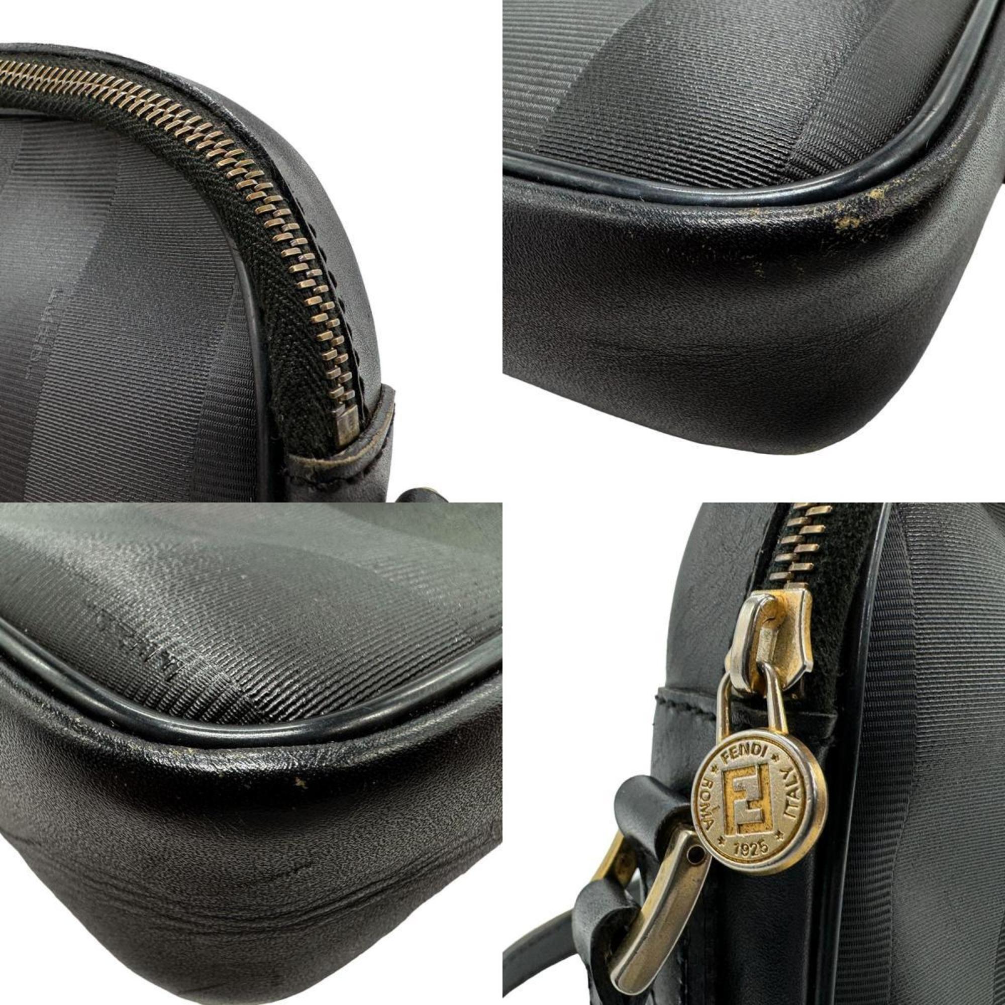 FENDI Shoulder Bag Pecan Leather Black Gold Women's z1546