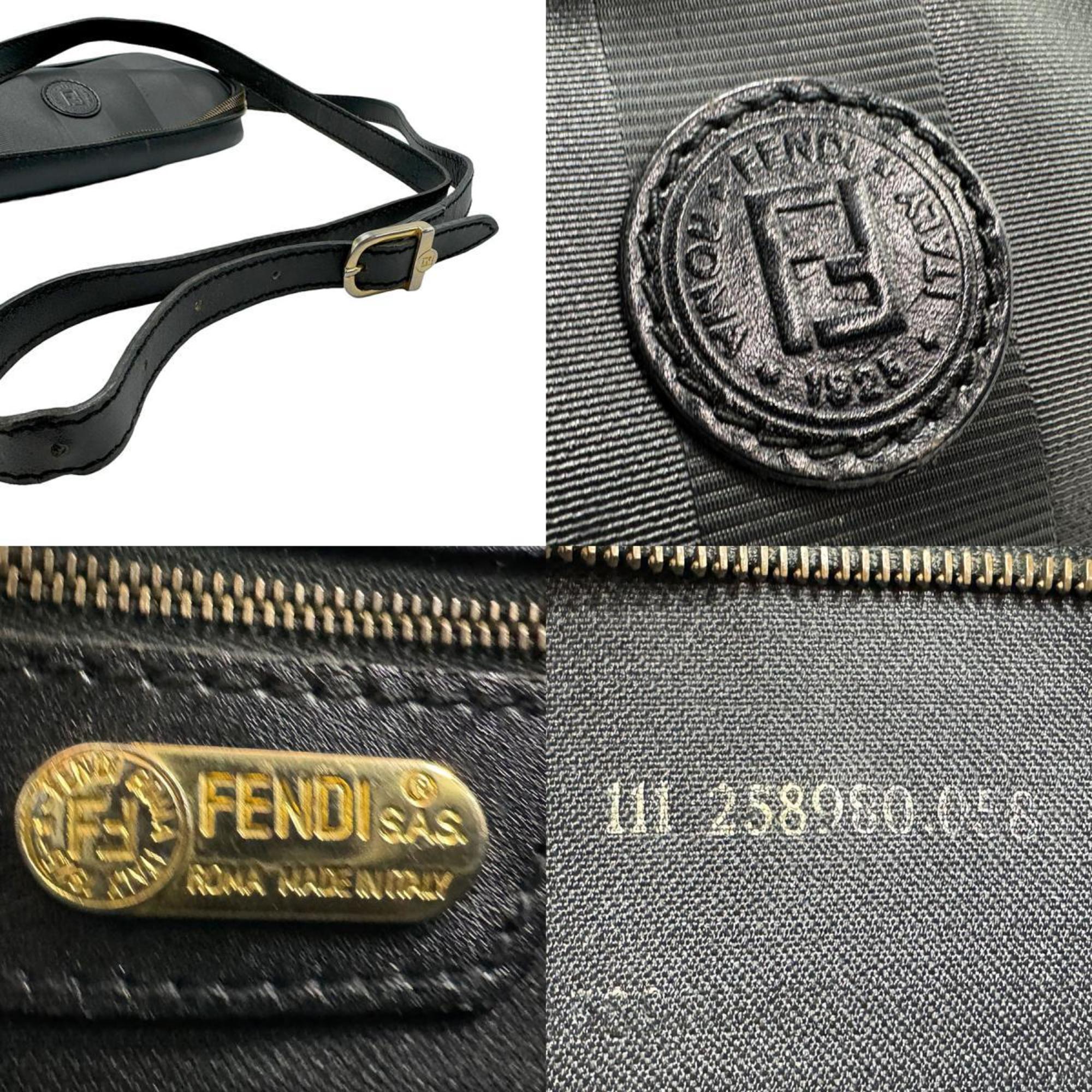 FENDI Shoulder Bag Pecan Leather Black Gold Women's z1546