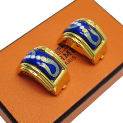 Hermes HERMES Earrings Cloisonne Metal Enamel Gold Blue Women's w0516i