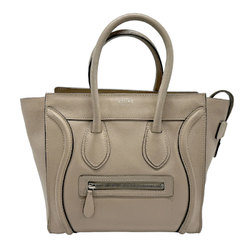 CELINE Handbag Luggage Micro Shopper Leather Beige Women's z1497