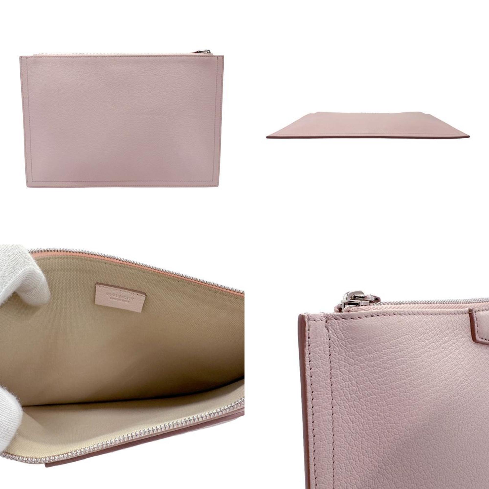 Givenchy clutch bag pouch leather light pink silver women's z1559