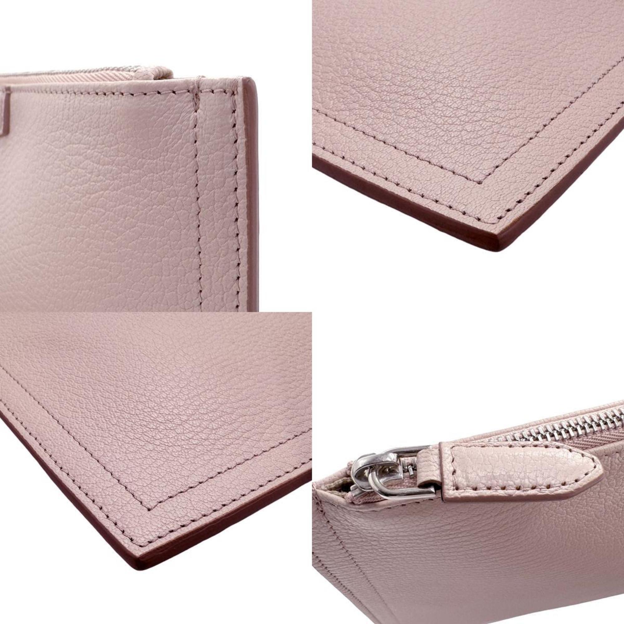 Givenchy clutch bag pouch leather light pink silver women's z1559