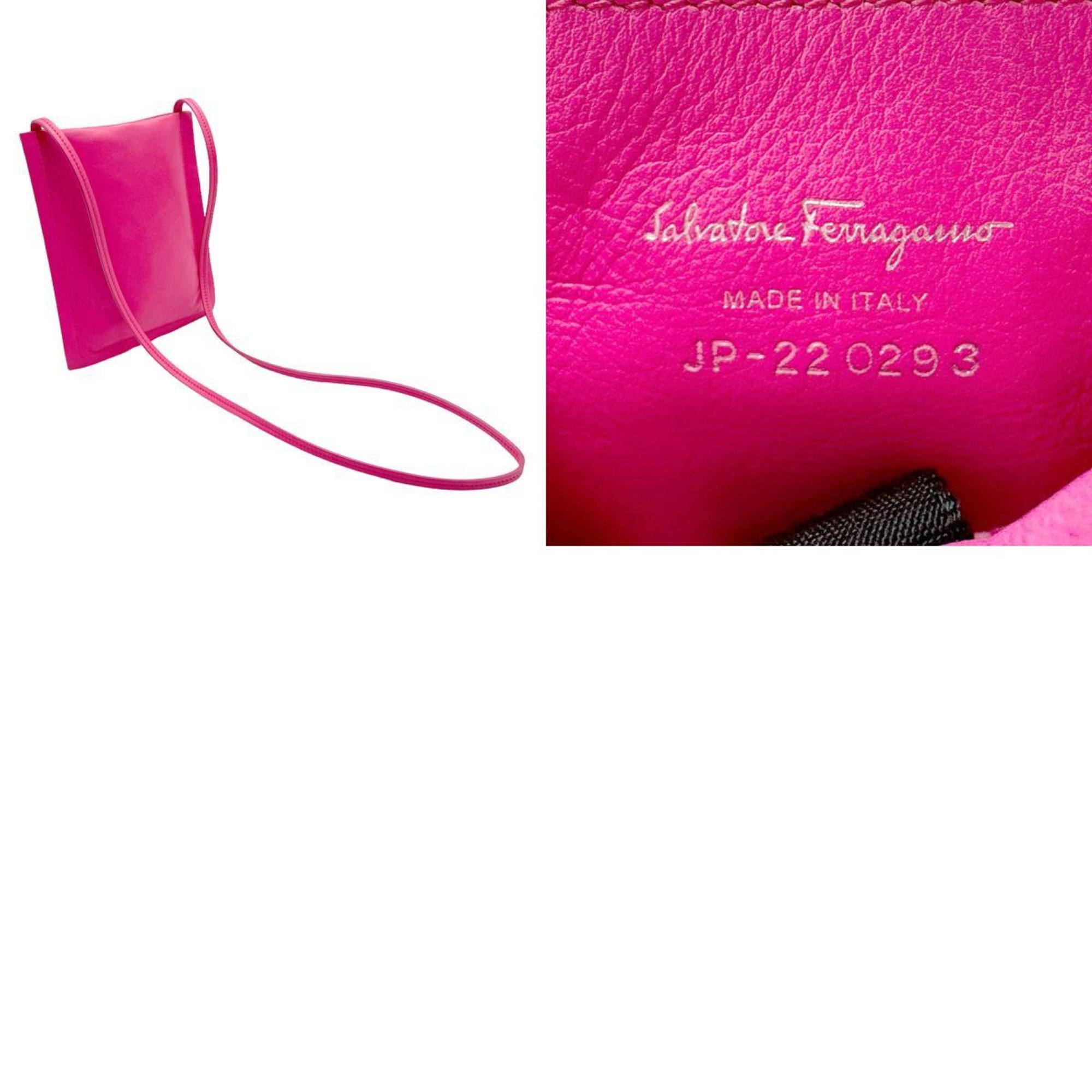Salvatore Ferragamo Shoulder Bag Vara Ribbon Leather Pink Women's z1513