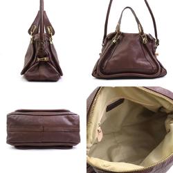 Chloé Chloe handbag shoulder bag Paraty leather brown gold ladies e58758k