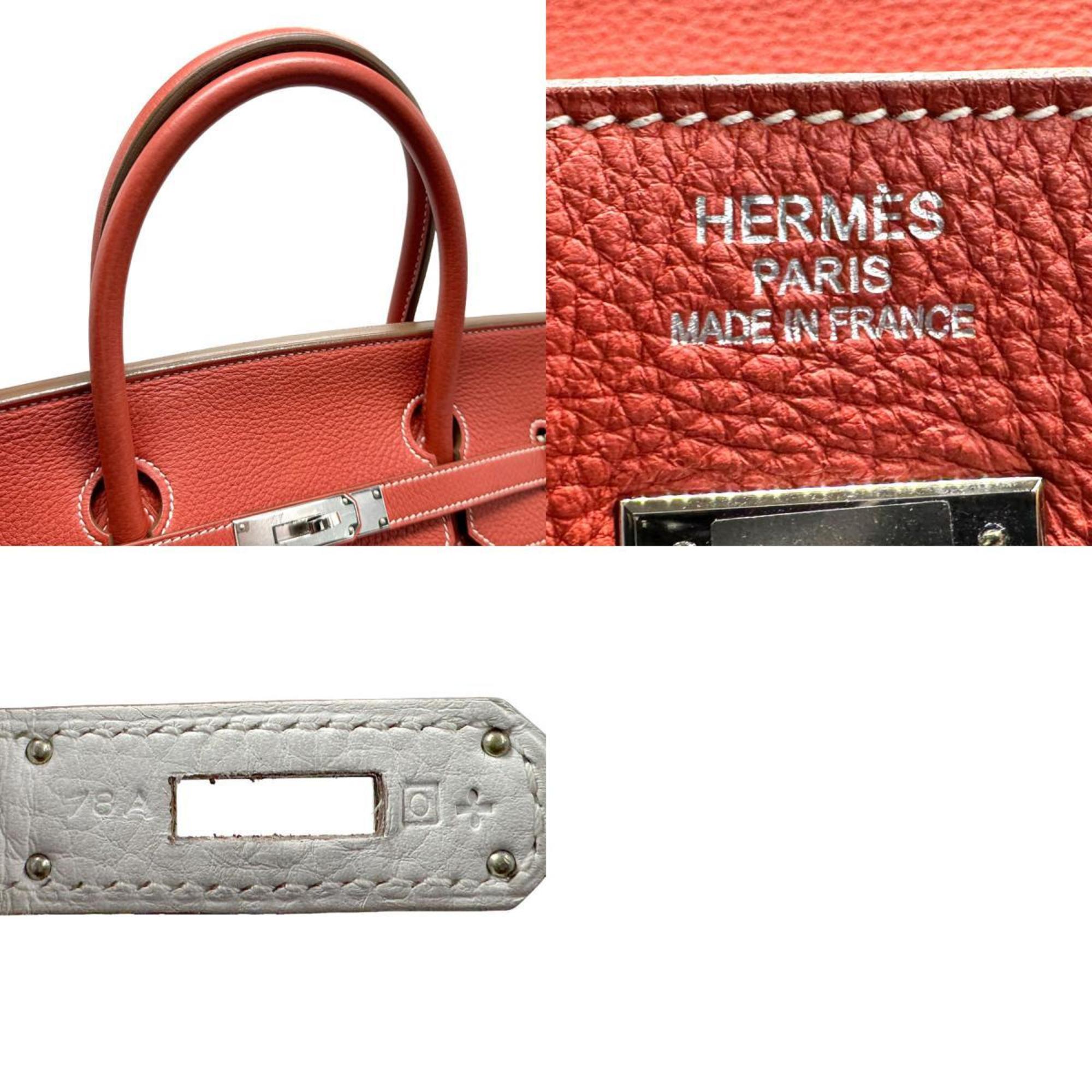 Hermes HERMES Handbag Birkin Eclat 40 Taurillon Clemence Sanguine x White Silver Men's Women's z1501