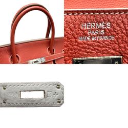 Hermes HERMES Handbag Birkin Eclat 40 Taurillon Clemence Sanguine x White Silver Men's Women's z1501