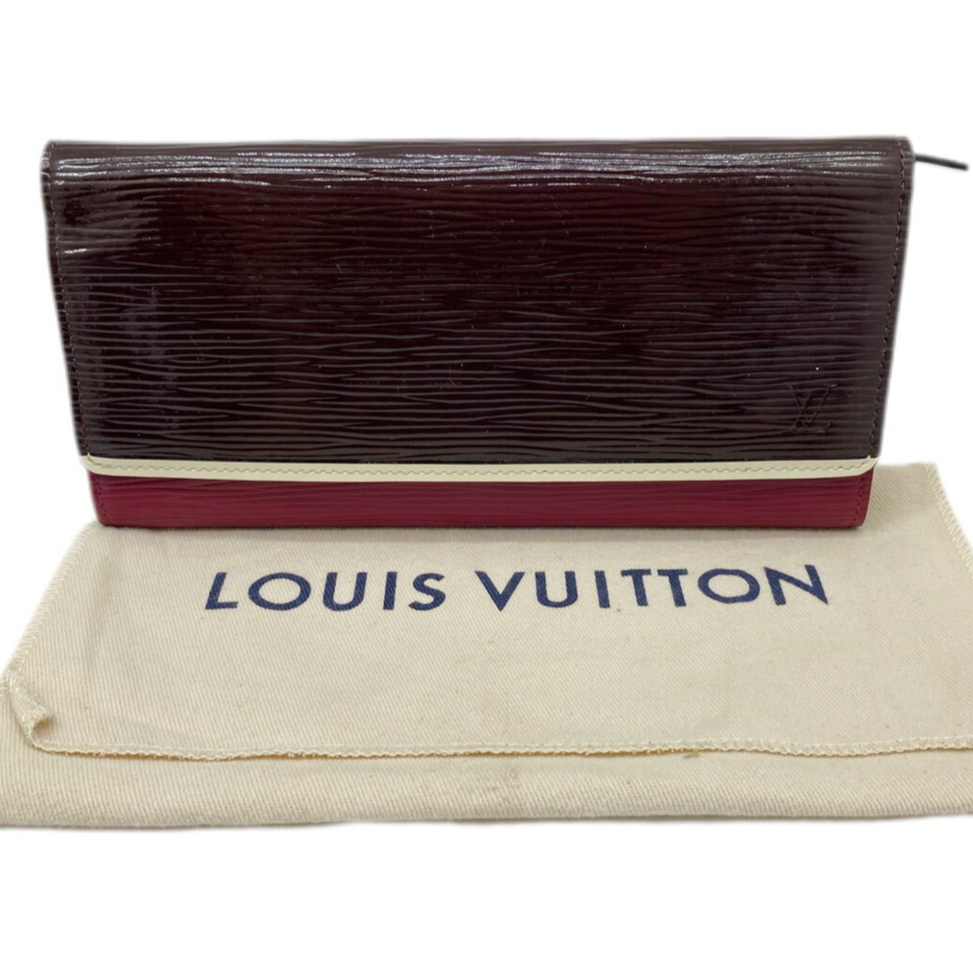 LOUIS VUITTON Louis Vuitton Long Wallet Epi Portefeuille Flore Pruny Electric M60364 Bicolor Women's