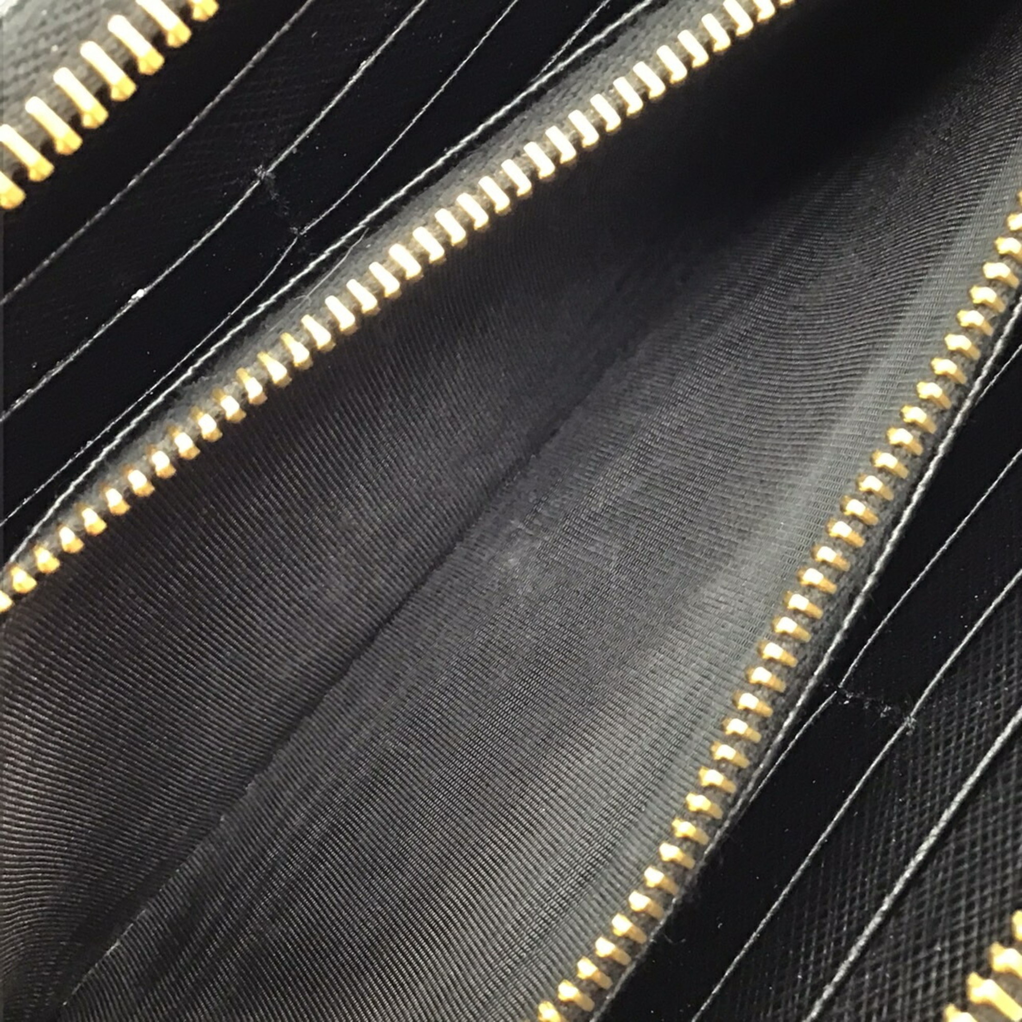 PRADA Prada Saffiano Round Zippy Wallet 1ML506 Long Black Gold Zip Leather Goods Women Men