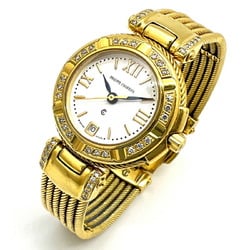 PHILIPPE CHARRIOL CELTIC Solid Gold 750 K18 Wire Bracelet Roman Diamond Quartz Date Change Bangle Watch Wristwatch Women's