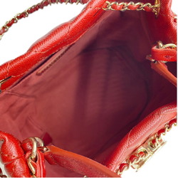 CHANEL Drawstring Shoulder Bag Caviar Skin Red AS0894 Matelasse Coco Mark Grained Calfskin Women's Men's
