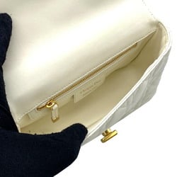 CHRISTIAN DIOR Caro Small Chain Shoulder Bag Calfskin White M9241UWHC_M53U