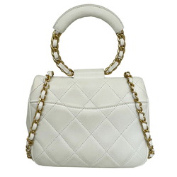 CHANEL Chanel Matelasse Chain Shoulder Circular Lambskin White 29 Series Handbag Bag Women's