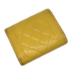 CHANEL Chanel Boy 3-fold wallet Compact Lamb Yellow Matelasse Accessories Leather goods Men's